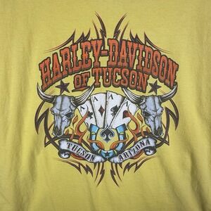 Harley Davidson Shirt Mens XL Long Sleeve Tribal Yellow Y2K 2000s Tucson AZ